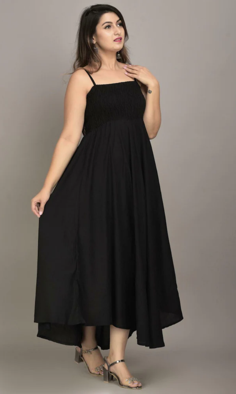 Abito in rayon nero tinta unita