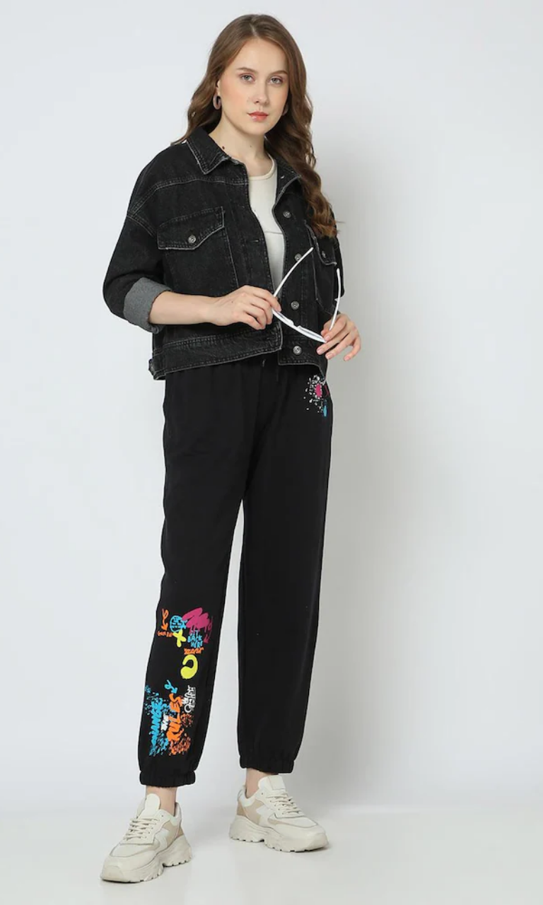 Pantaloni da jogging con stampa grafica da donna e tasche inserite