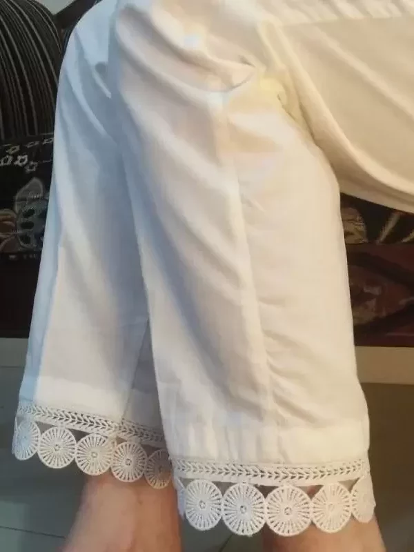 Regular Fit Viscosa Rayon Bianco Palazzo