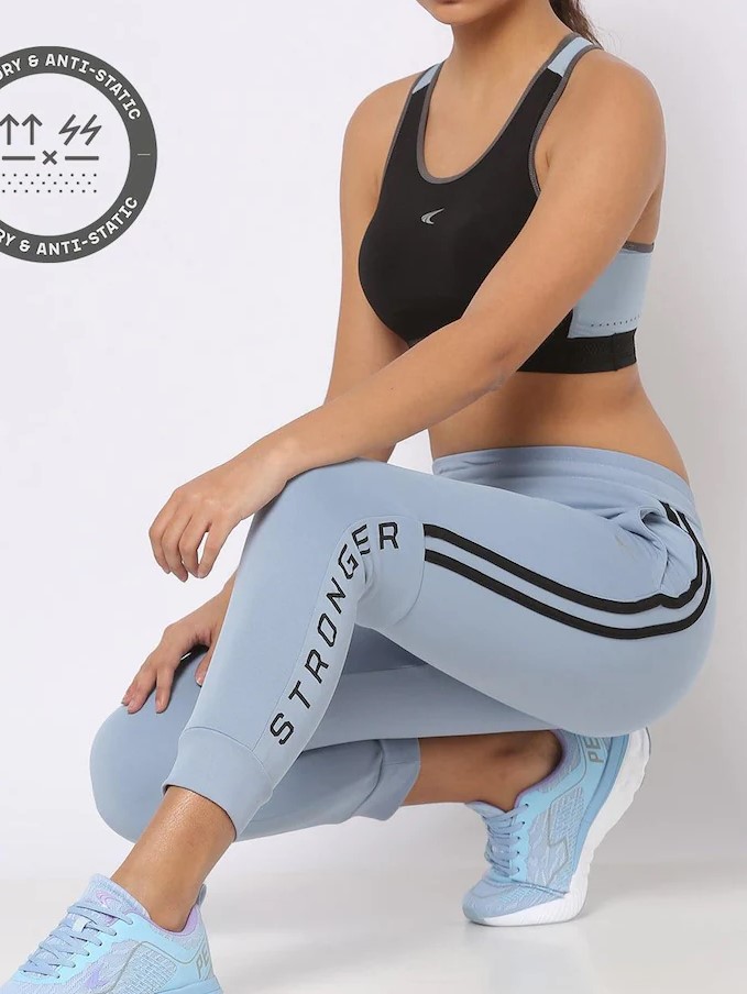 Joggers Azzurro Side Typography da donna