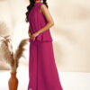 Set coordinato con arricciature in chiffon rosa intrecciato