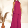 Set coordinato con arricciature in chiffon rosa intrecciato
