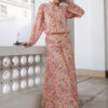 Set coordinato regolare con motivo floreale in georgette beige