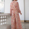 Set coordinato regolare con motivo floreale in georgette beige