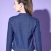 Giacca in denim da donna tinta unita blu scuro - immagine 3