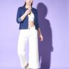 Giacca in denim da donna tinta unita blu scuro - immagine 5
