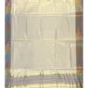 Kerala Tissue Kasavu Saree con motivo Pochampally blu e crema su bordi e Kara