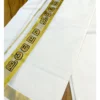 Doppio Mundu in puro cotone Kerala con lettere malayali sul confine Kasavu (Kerala Dhoti dell’India meridionale)