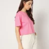 T-shirt girocollo rosa boxy fit