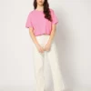 T-shirt girocollo rosa boxy fit