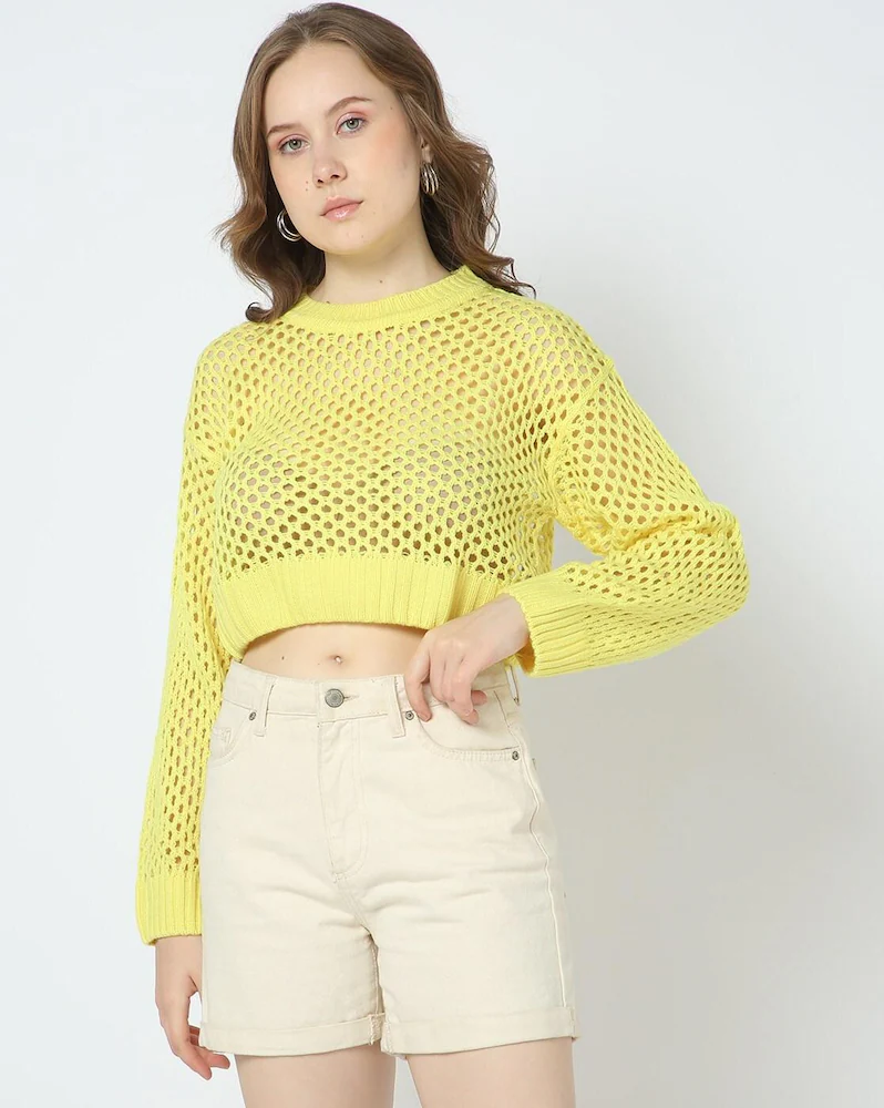 Maglione da donna con taglio laser e vestibilità regolare
