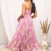 Abito in georgette con stampa floreale rosa chiaro