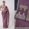 Designer Saree in finto georgette con lavorazione a specchio