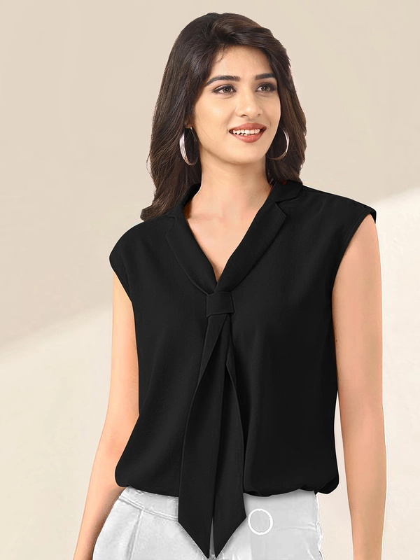 Designer Top senza maniche in viscosa premium – Nero