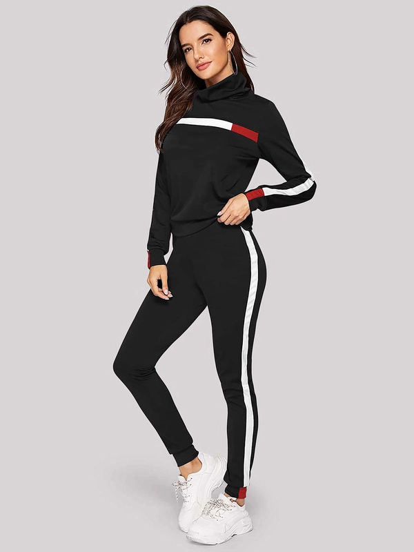Top e pantaloni firmati in misto cotone premium – Nero
