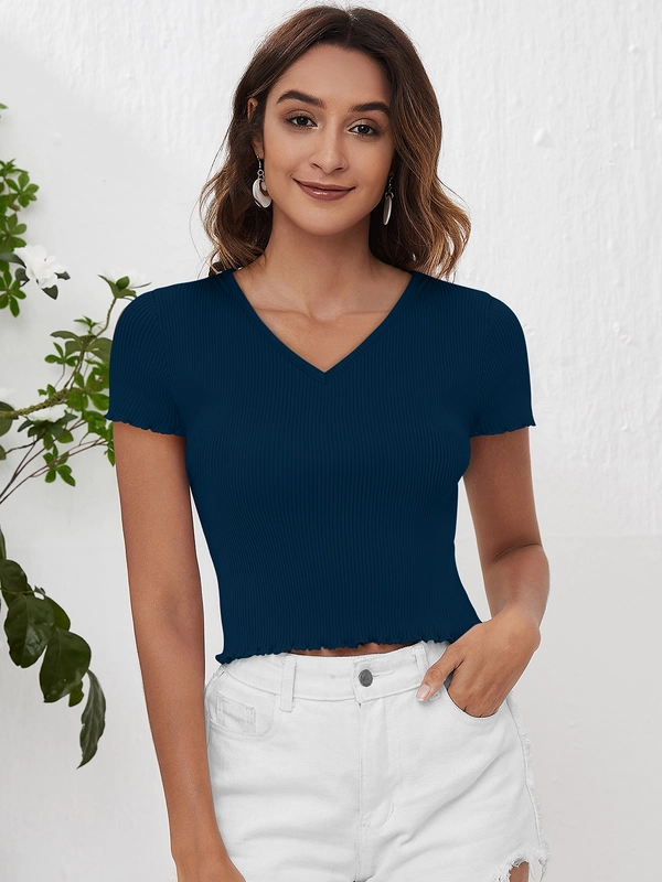 Designer Crop Top in premium soft rib – blu