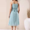 Abito a trapezio in rayon blu-verde acqua