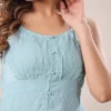 Abito a trapezio in rayon blu-verde acqua