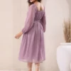 Abito aderente e svasato in chiffon dobby color lavanda