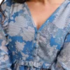 Tunica a trapezio Prede floreale in georgette blu
