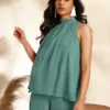 Set coordinato con arricciature in chiffon