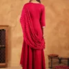 Set Kurta Anarkali ricamato in Rayon Zari rosa