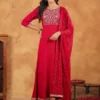 Set Kurta Anarkali ricamato in Rayon Zari rosa