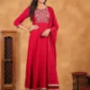 Set Kurta Anarkali ricamato in Rayon Zari rosa