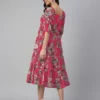 Abito a balze con stampa floreale in georgette rosa