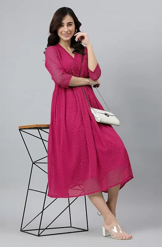 Dress svasata da donna in chiffon Dobby Rosa con design personalizzato