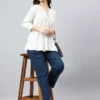 Top svasato da donna in rayon tinta unita vestibilità regolare