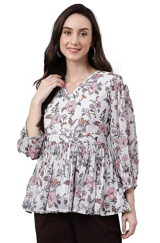 Top georgette con vestibilità regolare floreale