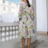 Abito svasato e aderente in georgette multicolore
