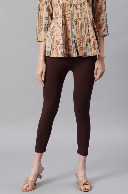 Leggings in viscosa e lycra marrone