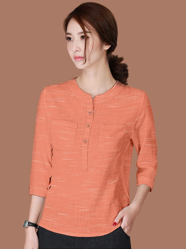 Designer Top  manica lunga in puro cotone –  Arancione