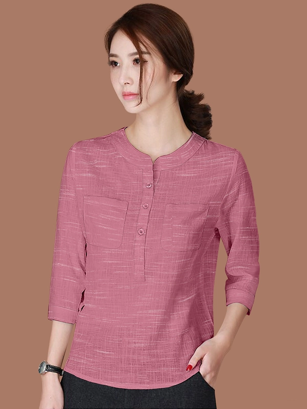 Designer Top  manica lunga in puro cotone –  Rosa
