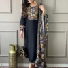 Set Kurta Chanderi in viscosa con duppatta stampata a fiori