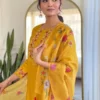 Set Kurta in Seta Gadhwal con ricamie e duptta in seta taby
