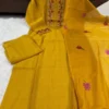Set Kurta in Seta Gadhwal con ricamie e duptta in seta taby