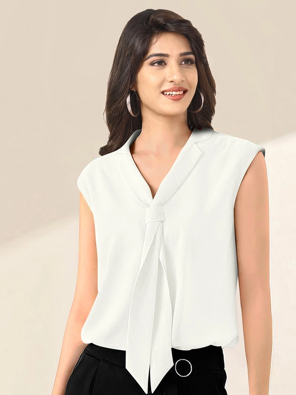 Designer Top senza maniche in viscosa premium – Bianco