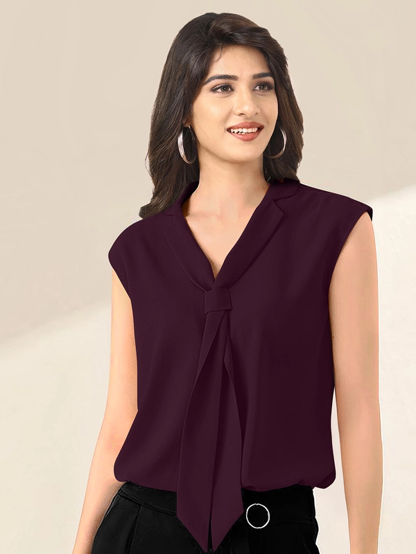 Designer Top senza maniche in viscosa premium – Marone
