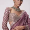 Designer Saree in finto georgette con lavorazione a specchio
