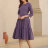 Abito a balze in puro cotone color lavanda