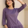 Abito a balze in puro cotone color lavanda