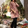 Tunica a trapezio in puro cotone marrone con stampa Paisley