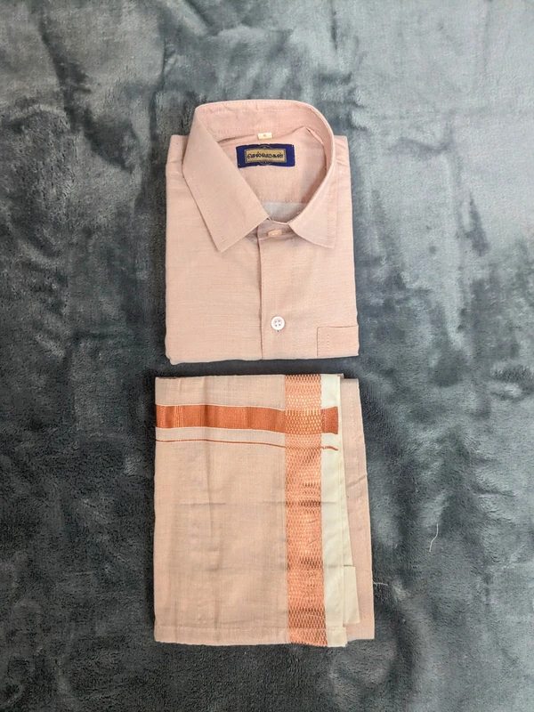 Completo dhoti e camicia in seta e cotone color rosa chiaro