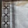 Singolo Mundu / Otta Mundu / Lungi stampato bianco e marrone (Kerala Dhoti dell’India meridionale)