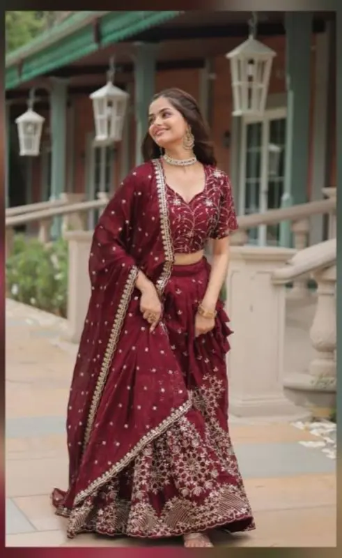 Lehenga Choli in seta Rangoli di design