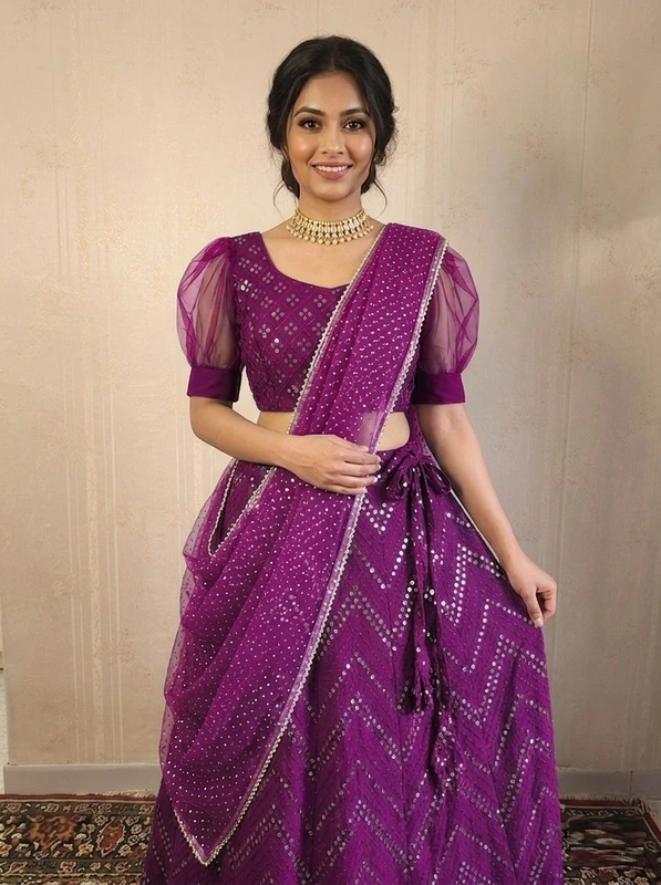 Designer Lehenga Choli in georgette, rosso vino intenso
