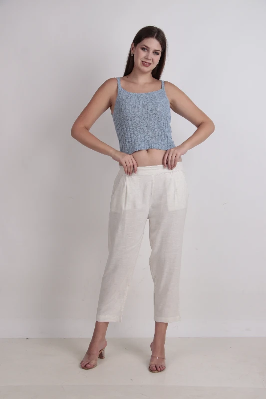 Pantaloni palazzo ricamato a cotton flex